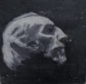 Toscanini, oil on hardboard 1970 at Grosvenor High School